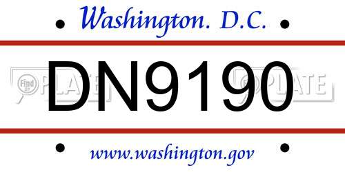 DN9190 District Of Columbia License Plate