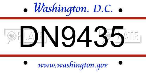 DN9435 District Of Columbia License Plate