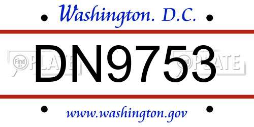 DN9753 District Of Columbia License Plate