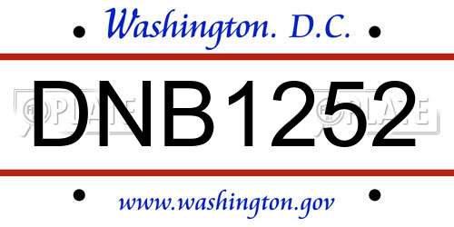 DNB1252 District Of Columbia License Plate