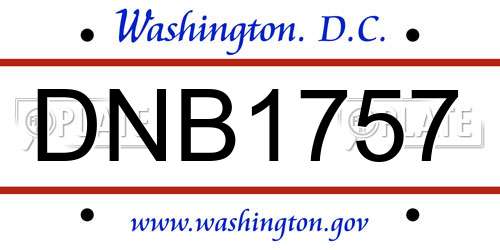 DNB1757 District Of Columbia License Plate