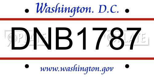 DNB1787 District Of Columbia License Plate
