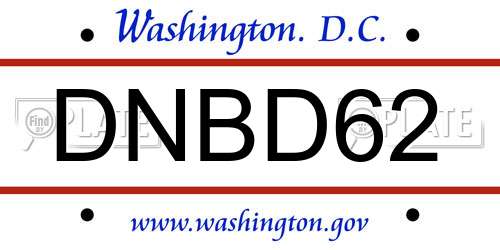 DNBD62 District Of Columbia License Plate