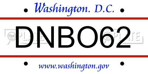 DNBO62 District Of Columbia License Plate