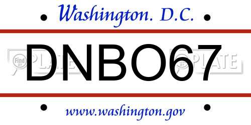 DNBO67 District Of Columbia License Plate