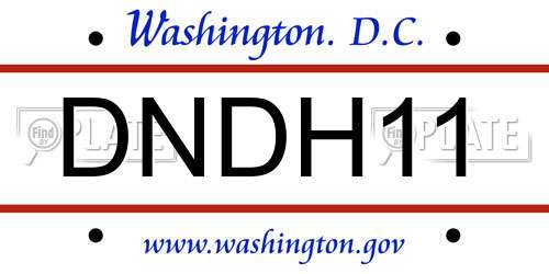 DNDH11 District Of Columbia License Plate