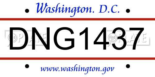 DNG1437 District Of Columbia License Plate