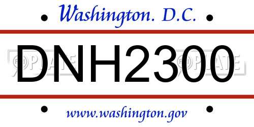 DNH2300 District Of Columbia License Plate