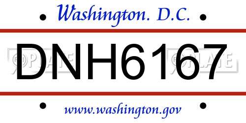 DNH6167 District Of Columbia License Plate