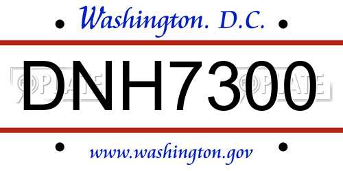 DNH7300 District Of Columbia License Plate