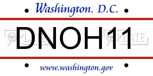 DNOH11 District Of Columbia License Plate