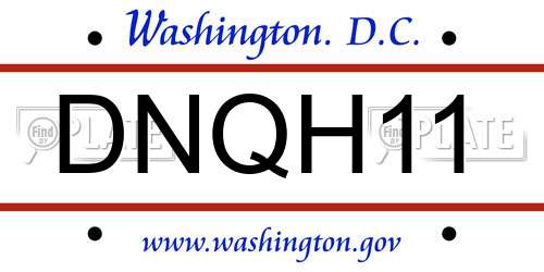 DNQH11 District Of Columbia License Plate