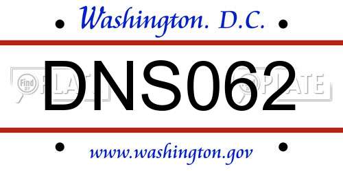 DNS062 District Of Columbia License Plate