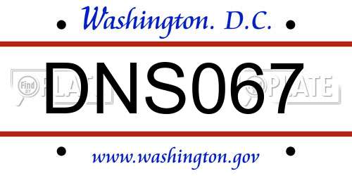 DNS067 District Of Columbia License Plate