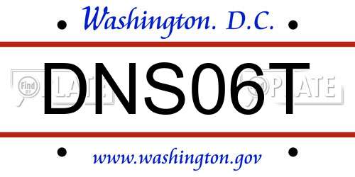 DNS06T District Of Columbia License Plate