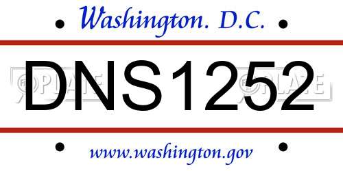 DNS1252 District Of Columbia License Plate