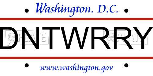 DNTWRRY District Of Columbia License Plate