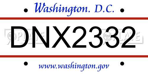 DNX2332 District Of Columbia License Plate