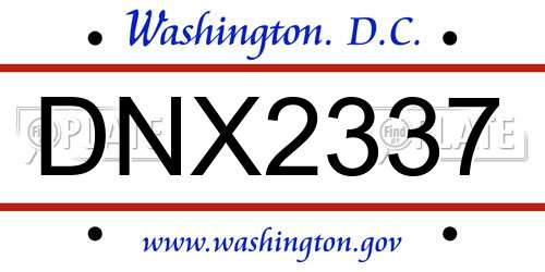 DNX2337 District Of Columbia License Plate