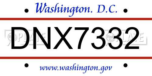 DNX7332 District Of Columbia License Plate
