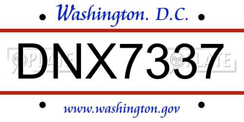 DNX7337 District Of Columbia License Plate