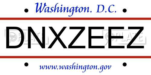 DNXZEEZ District Of Columbia License Plate