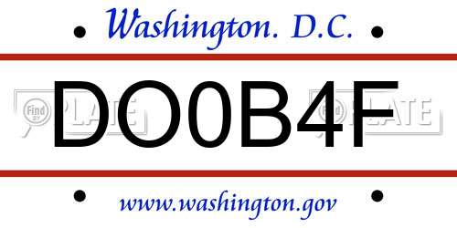 DO0B4F District Of Columbia License Plate