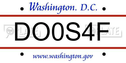DO0S4F District Of Columbia License Plate