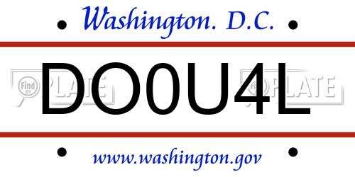 DO0U4L District Of Columbia License Plate