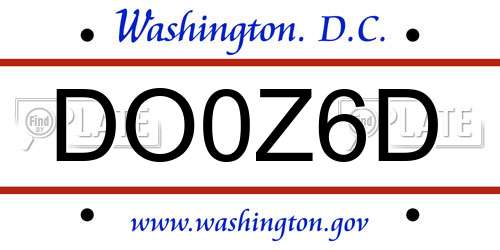 DO0Z6D District Of Columbia License Plate