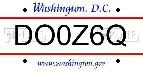 DO0Z6Q District Of Columbia License Plate