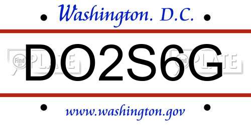 DO2S6G District Of Columbia License Plate