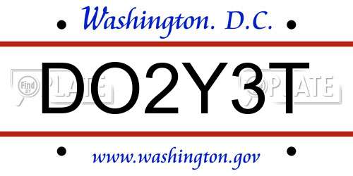 DO2Y3T District Of Columbia License Plate