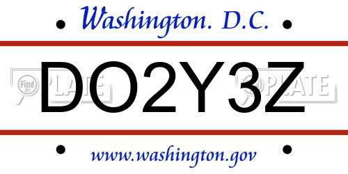 DO2Y3Z District Of Columbia License Plate