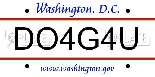 DO4G4U District Of Columbia License Plate