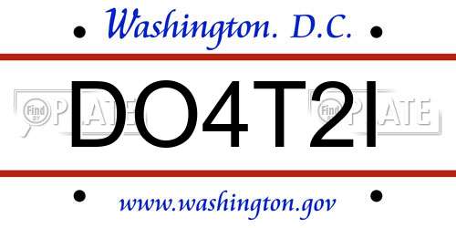 DO4T2I District Of Columbia License Plate