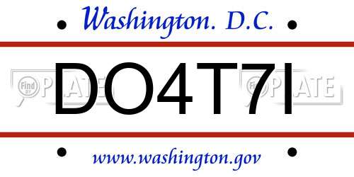 DO4T7I District Of Columbia License Plate