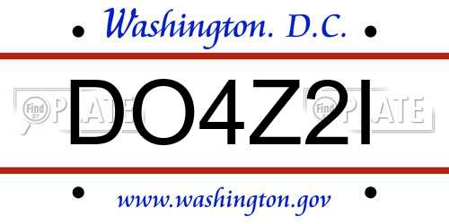 DO4Z2I District Of Columbia License Plate