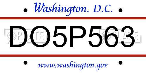 DO5P563 District Of Columbia License Plate