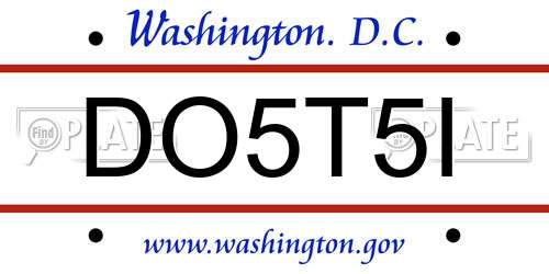 DO5T5I District Of Columbia License Plate