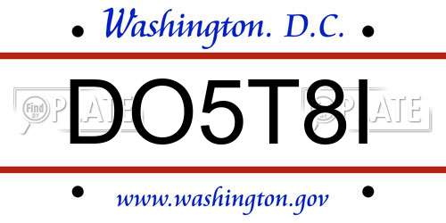 DO5T8I District Of Columbia License Plate