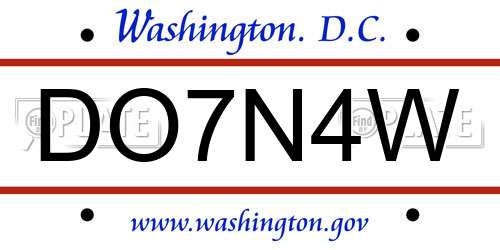 DO7N4W District Of Columbia License Plate