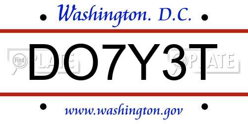 DO7Y3T District Of Columbia License Plate
