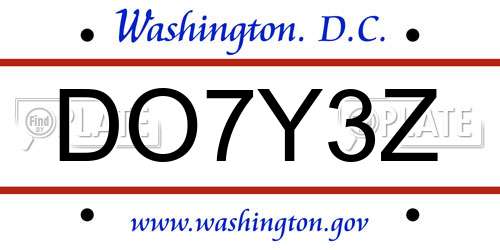 DO7Y3Z District Of Columbia License Plate