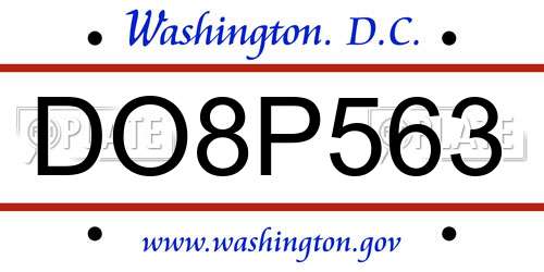 DO8P563 District Of Columbia License Plate