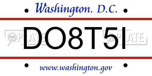 DO8T5I District Of Columbia License Plate