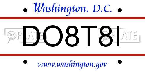 DO8T8I District Of Columbia License Plate