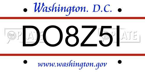 DO8Z5I District Of Columbia License Plate