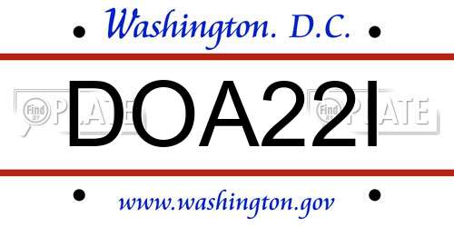 DOA22I District Of Columbia License Plate