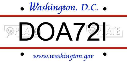 DOA72I District Of Columbia License Plate